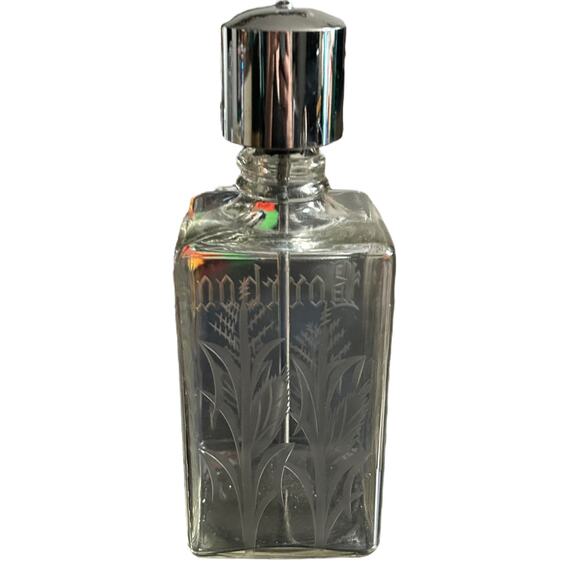 Vintage 1950s “Bourbon” Etched Glass Liquor Decanter - Picture 3 of 5